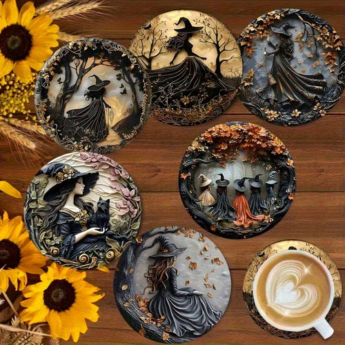 Witch rustic coasters - witch,