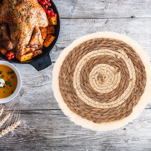 Woven placemat rustic dish mat - placemat,