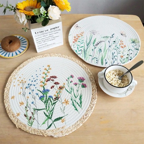 Rustic floral woven - rustic, placemats