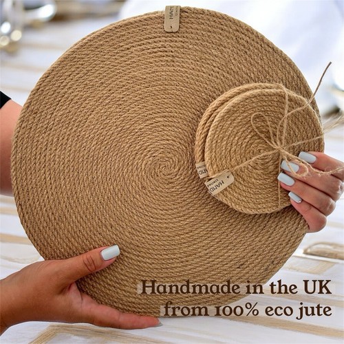 Jute placemats 32cm 6 - jute,