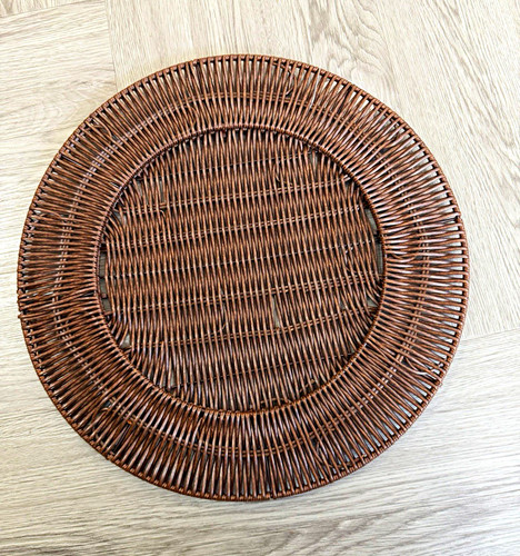 Round brown woven - brown,