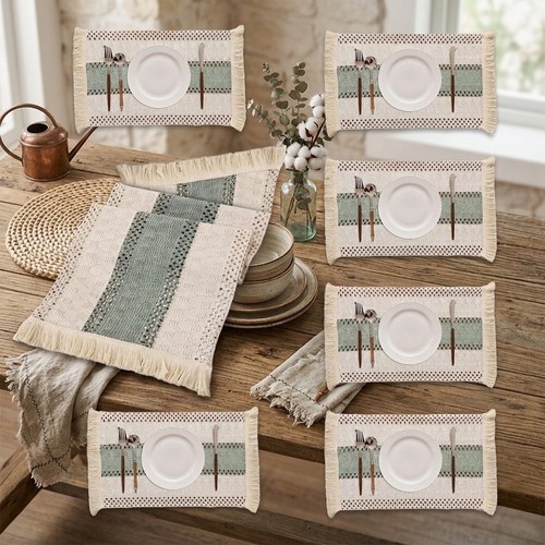Rustic striped placemats pcs - rustic,