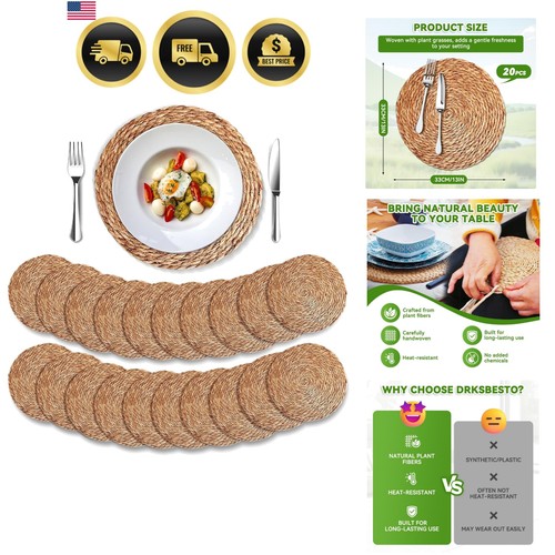 Round woven placemats - placemats, 13