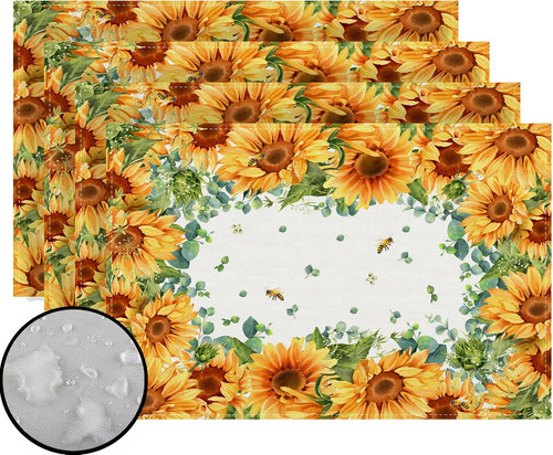 Watercolor sunflower placemats - watercolor,