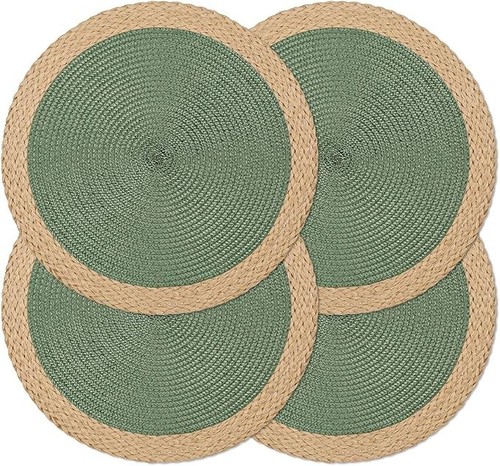 4pcs round woven placemats - woven,