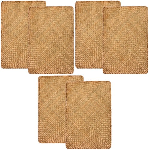 6pcs khaki woven table - khaki,