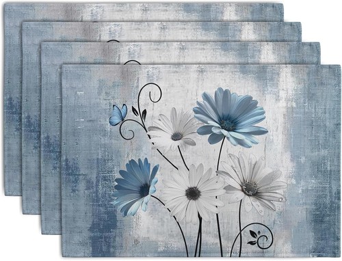 Daisy placemats set - placemats, blue