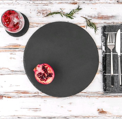 Round slate placemats - slate,
